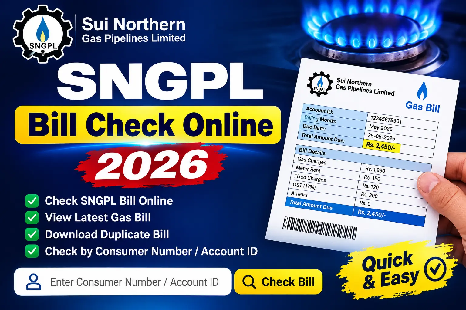 SNGPL Bill Check Online 2026
